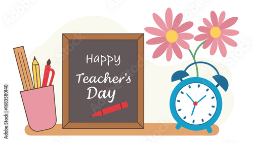 A student giving flower to teacher on happy teachers day isolated on white background for a teachers day celebration