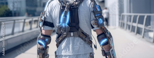 Futuristic wearable exoskeleton for patient assistance showcasing advanced technology and innovative design for enhanced mobility