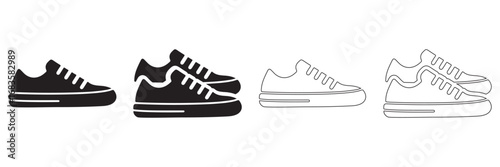 Shoes Icon Set – Silhouette Collection of Footwear Styles Including Heels, Boots, Sandals, and Loafers in Vector Design