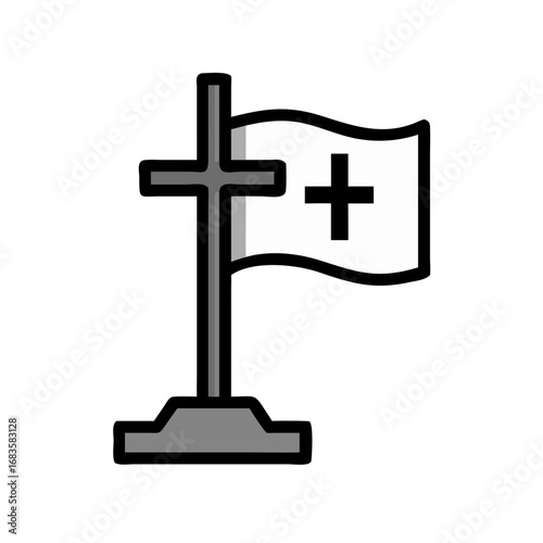 Illustration of a christian flag with a cross symbolizes faith, religion, and the christian belief system and values