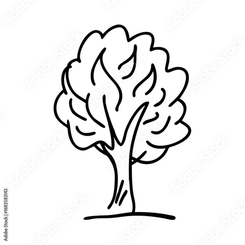 Vector art of simple tree drawing, , representing nature, growth, and the environment with a clean and minimalist aesthetic for various designs