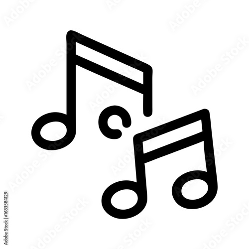Vector art of black and white musical notes, creating a classic and minimalist representation of music and harmony in a simple style