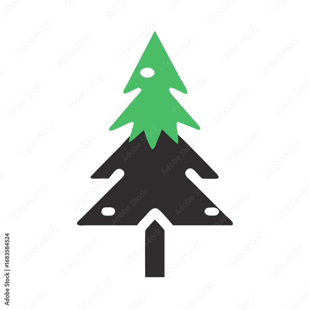 Fototapeta premium Vector art of christmas tree illustration with green and black color, perfect for holiday season designs and festive decorations
