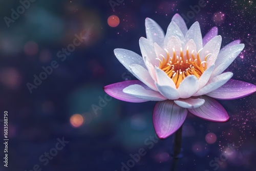 Beautiful Water Lily Blossom with Sparkling Bokeh Effect