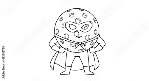 An adorable cartoon drawing of a pockmarked character dressed as a wrestling champion ready to compete