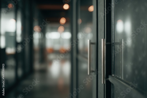 Wallpaper Mural Interior hallway with dark doors.  Blurred focus Torontodigital.ca