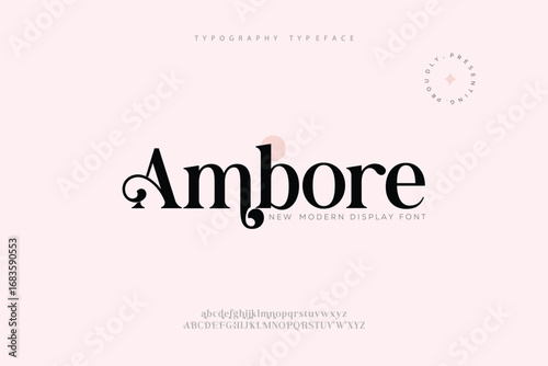 Ambore Elegant alphabet letters font and number. Classic Modern Serif Lettering Minimal Fashion. Typography decoration fonts for branding, wedding, invitations, logo.