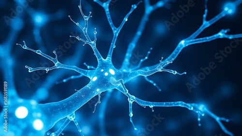 Glowing neuron network with magnesium crystals pulsing at synaptic junctions.