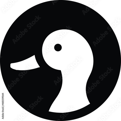 duck silhouette icon inside circle representing bird and waterfowl symbol