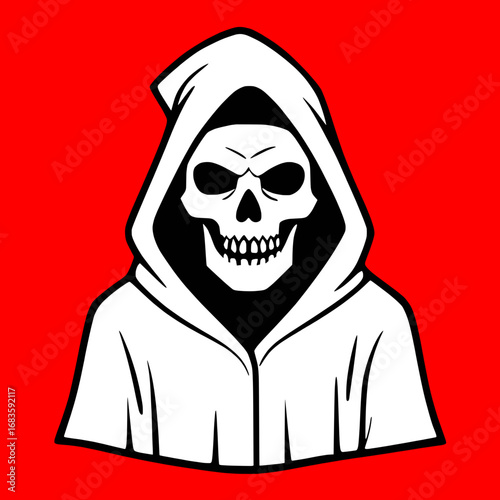Red Death Hooded Grim Reaper Skull Face
