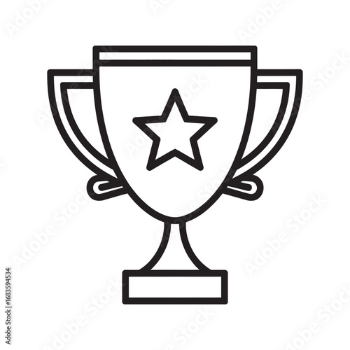 Trophy cup award with a star, linear vector icon. Illustration of a winner's prize symbol for champion, success, and competition victory. eps graphic element
