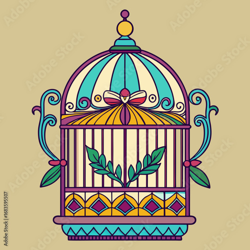vector illustration of a bird cage