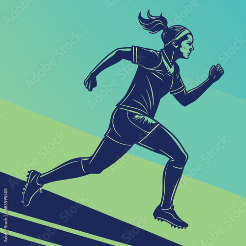 Female athlete running with determined expression runner