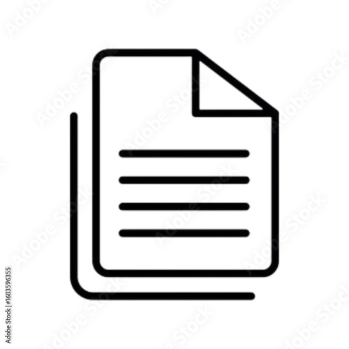 Simple black and white icon of a document with lines of text
