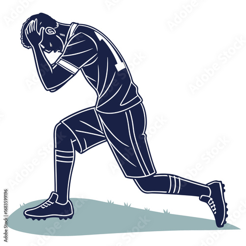 Soccer player in distress on white background football player