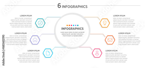 Business Infographic Template – 6 Options
A versatile and modern infographic design featuring six distinct segments. Ideal for presenting business concepts such as workflows, process diagrams.