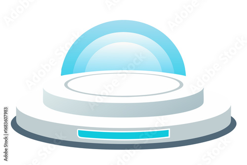 Futuristic holographic display pod stand sci-fi technology presentation stage futuristic presentation pod