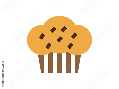 チョコチップが入ったプレーン味のマフィンのアイコンのイラスト
