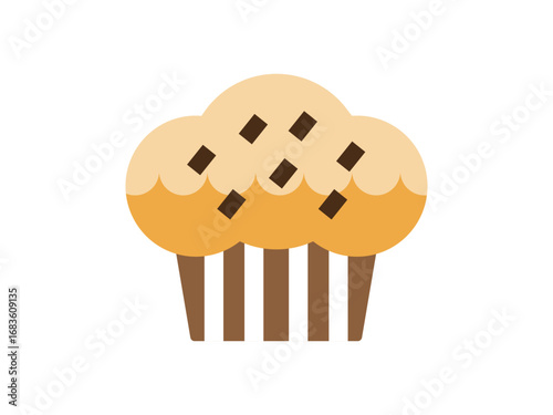 チョコチップが入ったプレーン味のマフィンのアイコンのイラスト