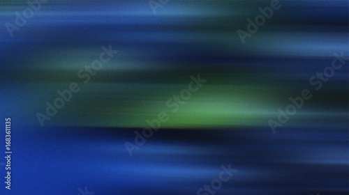 Horizontal Blue and Green Streaks with Motion Blur and Grain abstract