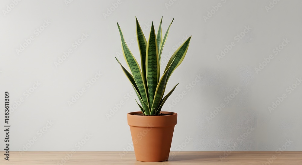 Fototapeta premium A clean shot of a snake plant in a minimalist pot
