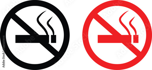 No smoking sign icons, Not allowed sign, No smoking icon editable vector symbol, No smoking no vaping and smoking area sign illustration,
