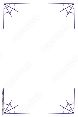 Vector illustration of a fun spider web frame design. Decorative Halloween border with spooky cobwebs, perfect for party invitations, seasonal graphics, creepy backgrounds, and holiday projects. PNG