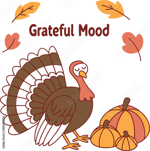 Turkey pumpkins autumn leaves grateful mood fall Thanksgiving