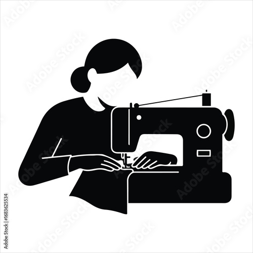Skilled artisan expertly operates modern sewing machine crafting fabric with precision and care