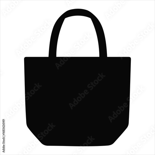 Simple black tote bag silhouette minimalist design for shopping and everyday carry