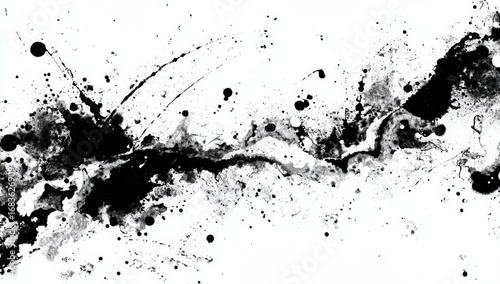 Abstract ink splatter artwork on white background
