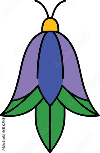 Elegant bellflower vector illustration minimalist floral design scalable eps transparent background