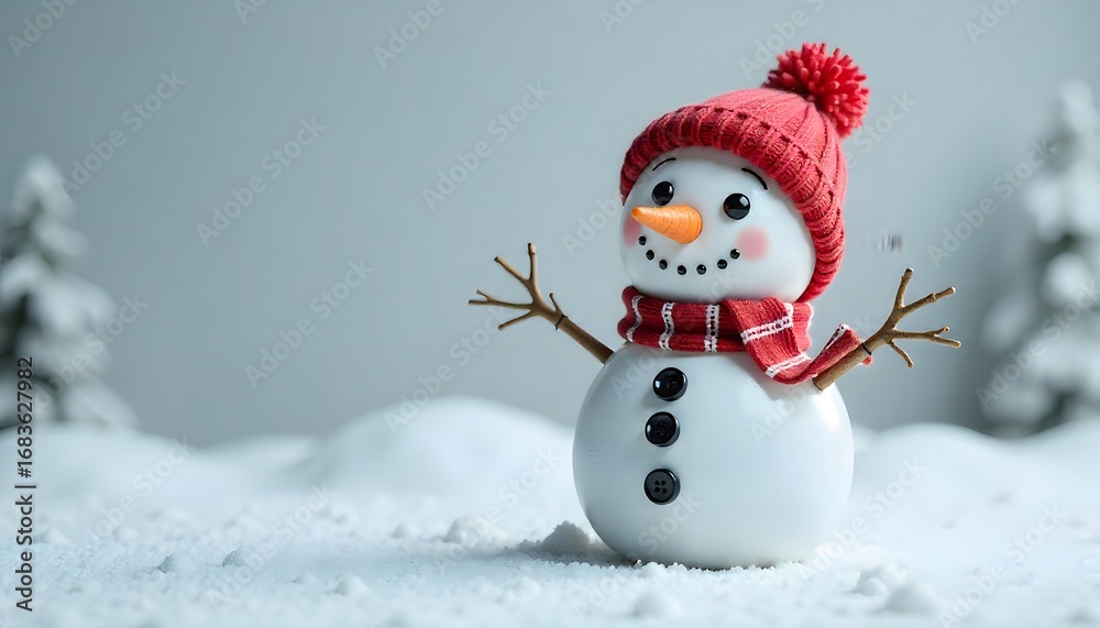 Obraz premium Smiling snowman, winter, festive. AI Generated.