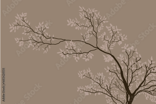 silhouette of a tree background with beige color  