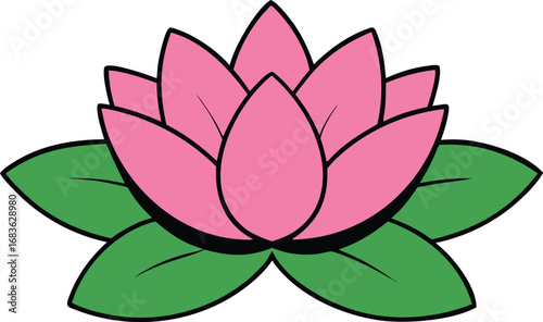 Pink nymphaea water lily flower vector illustration scalable eps transparent background