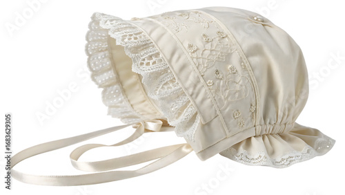 A realistic image of a classic bonnet in women’s fashion cut out on PNG. AI GENERATED.

