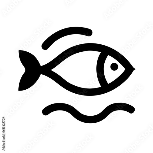 Vector art of fish icon, depicting marine life and underwater world
