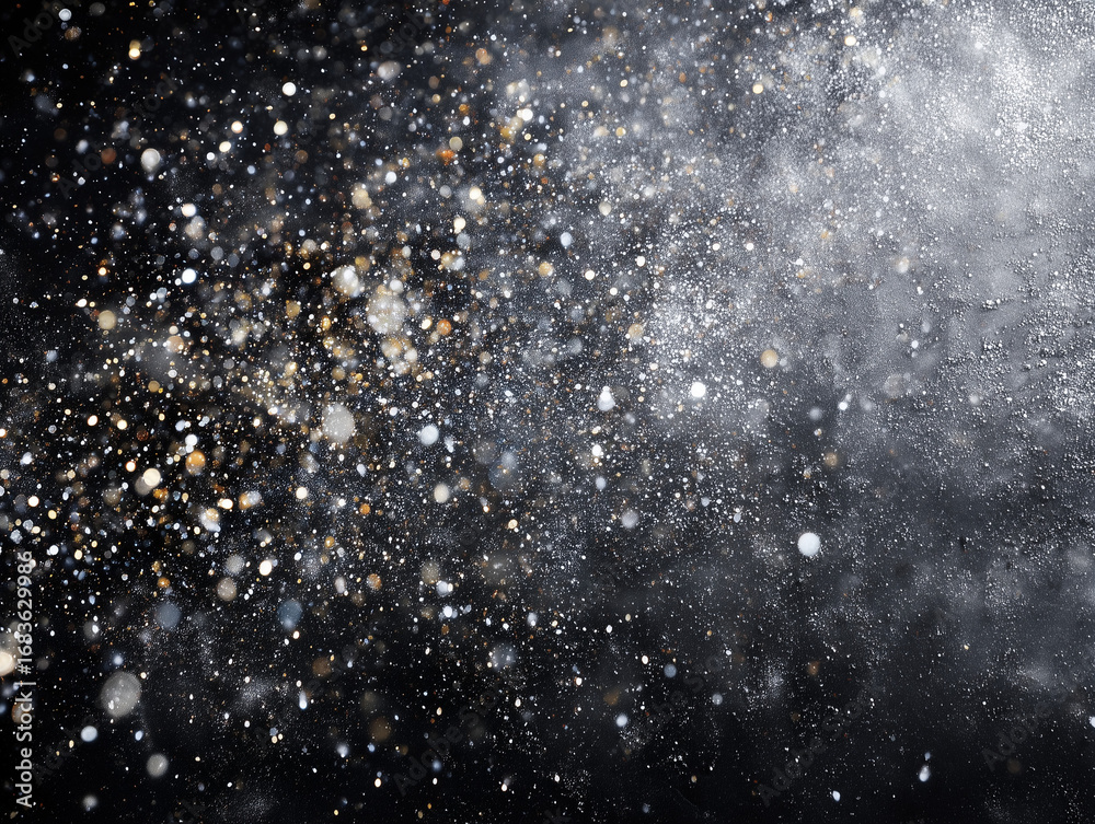 Obraz premium Abstract Glowing Dust Particles on Black Background