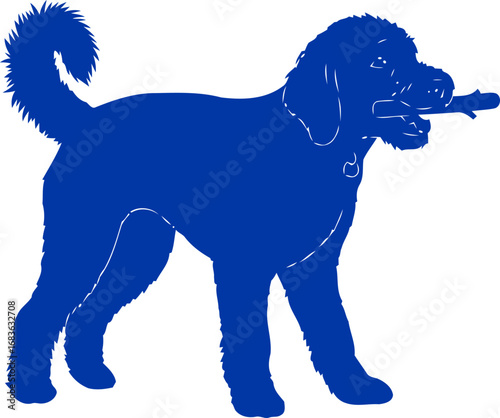 blue dog silhouette a loyal companions joyful fetch, isolated on transparent background