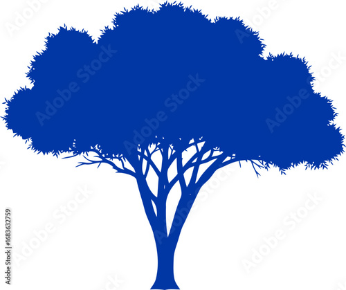 blue tree silhouette a symbol of quiet strength and enduring resilience, isolated on transparent background