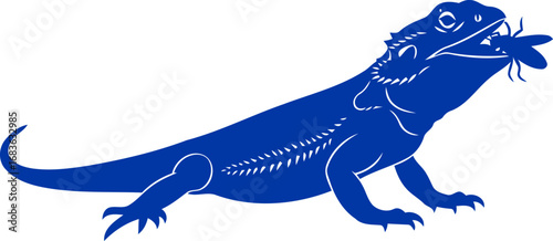 cobalt blue bearded dragon silhouette a moment of primal instincts, wild nature, and silent hunting, isolated on transparent background