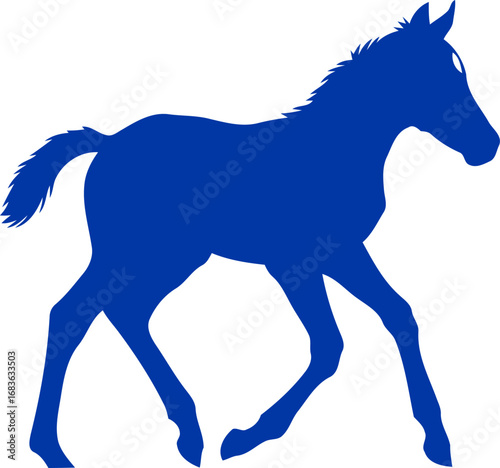 cobalt foal silhouette a symbol of new beginnings, youthful energy, and boundless potential, isolated on transparent background