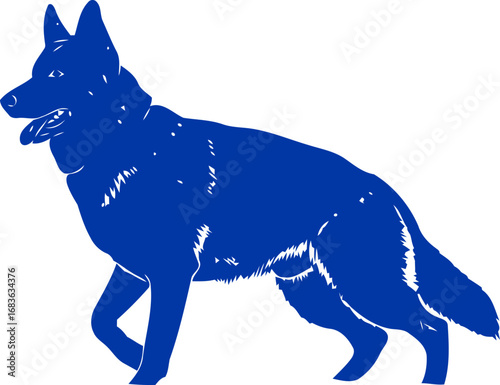 majestic cobalt blue german shepherd silhouette loyalty, protection, and unwavering devotion, isolated on transparent background