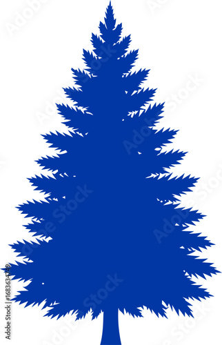 majestic cobalt blue pine silhouette a timeless symbol of serenity, resilience, and everlasting peace, isolated on transparent background