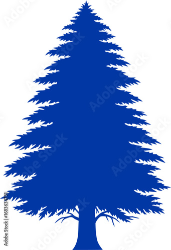 majestic cobalt blue pine silhouette timeless symbol of resilience, tranquility, and enduring growth, isolated on transparent background