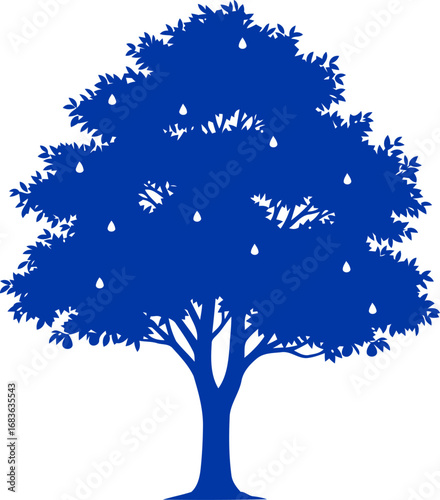 majestic cobalt pear tree silhouette abundance, growth, and the sweetness of natures bounty, isolated on transparent background