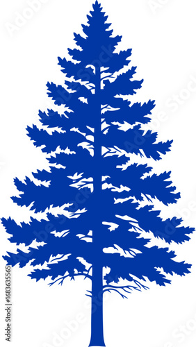 majestic cobalt pine silhouette a symbol of northern strength, tranquility, and everlasting resilience, isolated on transparent background