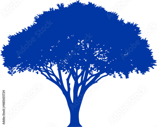 majestic cobalt silhouette tree an emblem of natures quiet strength and enduring resilience, isolated on transparent background