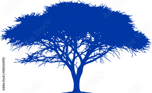 serene blue tree silhouette natures resilient spirit, enduring strength, and peaceful majesty, isolated on transparent background