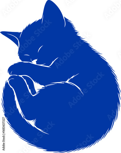 sleeping blue kitten silhouette peaceful dreams, sweet slumber, and whispered nighttime secrets, isolated on transparent background